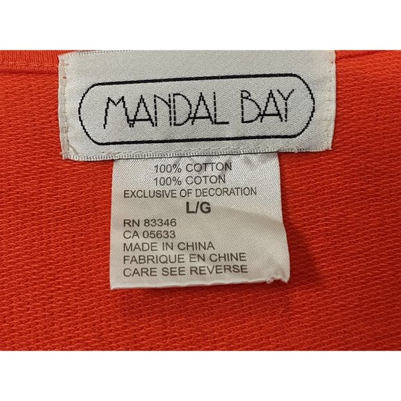 Mandal Bay Beaded Flip Flop Jacket Orange Cotton Stretch Snap Front Beach Large - Picture 4 of 8